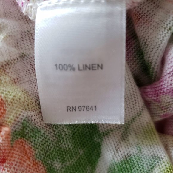 J.Jill Love Linen Women Size SP Floral 100% Linen Tiered Asymmetrical Hem - Picture 4 of 6